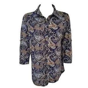 Love Potion Top Blouse Paisley Button Down sz Medium